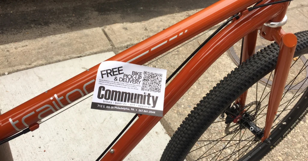 Sticky Note Advertising On a a Bike Frame Sticky Note Advertising On a a Bike Frame