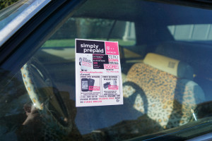 Sticky Flyer Advertisement on a car window. Sticky Flyers are great advertisements as car leaflets. 