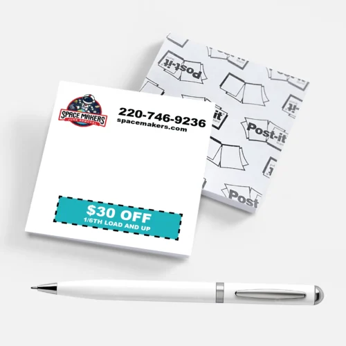 3x3 white notepad with advertisement personalized