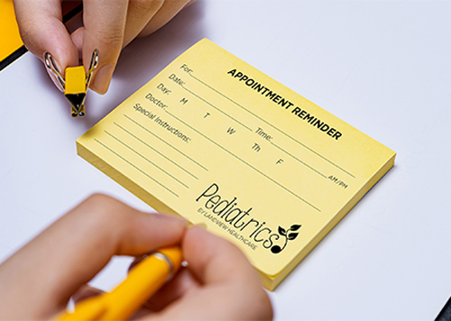 4x3 canary yellow custom sticky note appointment reminder