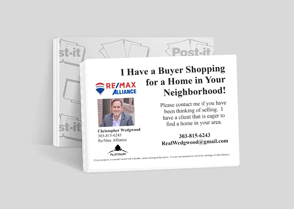Real Estate Sticky Notes — Custom Post-it® Advertising for Agents 1 4x3 subscription sticky notes