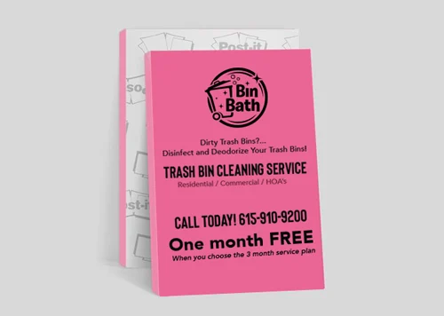 Pink Sticky Note for Trash Bin Cleaning Service