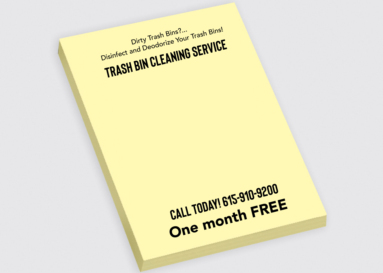 trash bin cleaning note pad advertising