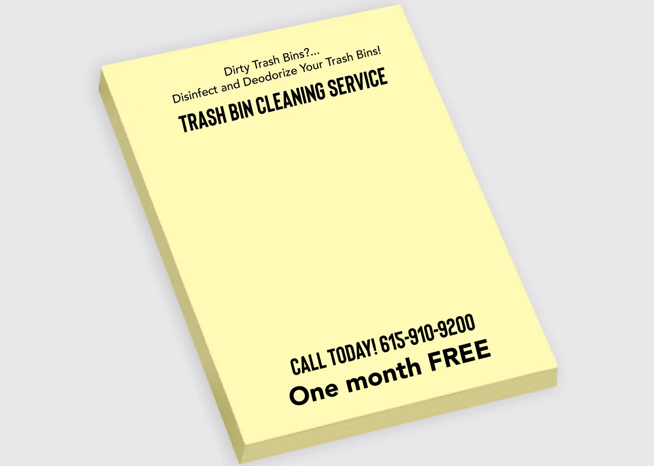 trash bin cleaning note pad advertising
