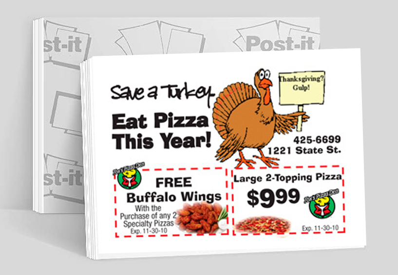 pizza note ad save a turkey 4×3 size pizza note ad save a turkey 4x3 size