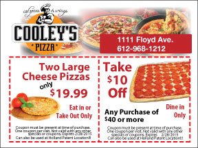 cooleys pizza note sample