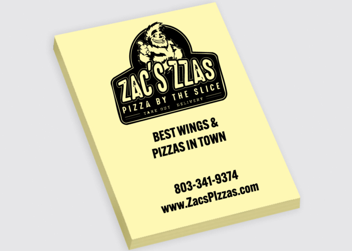 yellow 4x6 sticky note advertisement