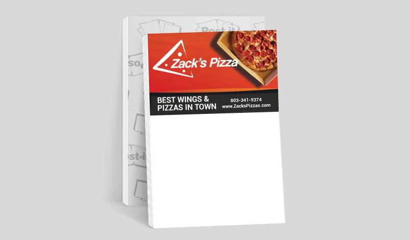 Zacks Pizza note pad advertisement Zacks Pizza note pad advertisement