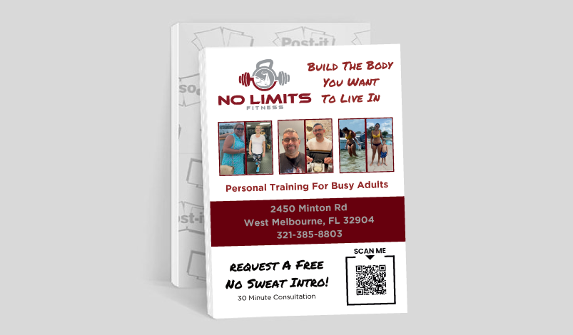 4x6 custom sticky note personal trainer flyer