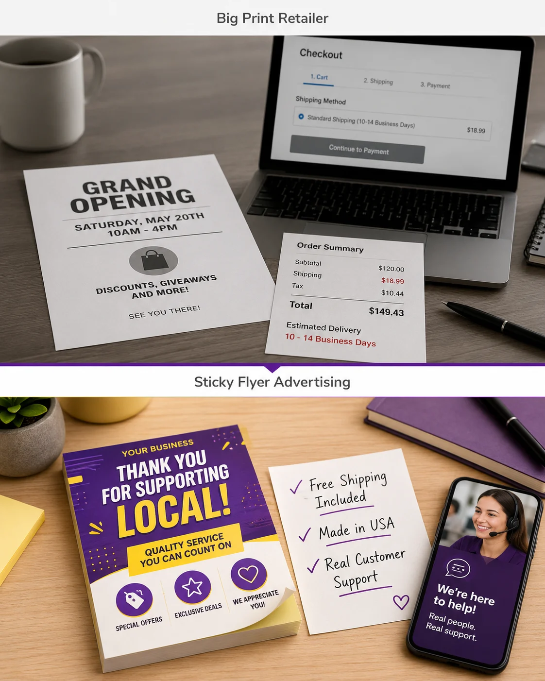 comparison sticky flyer vs vistaprint