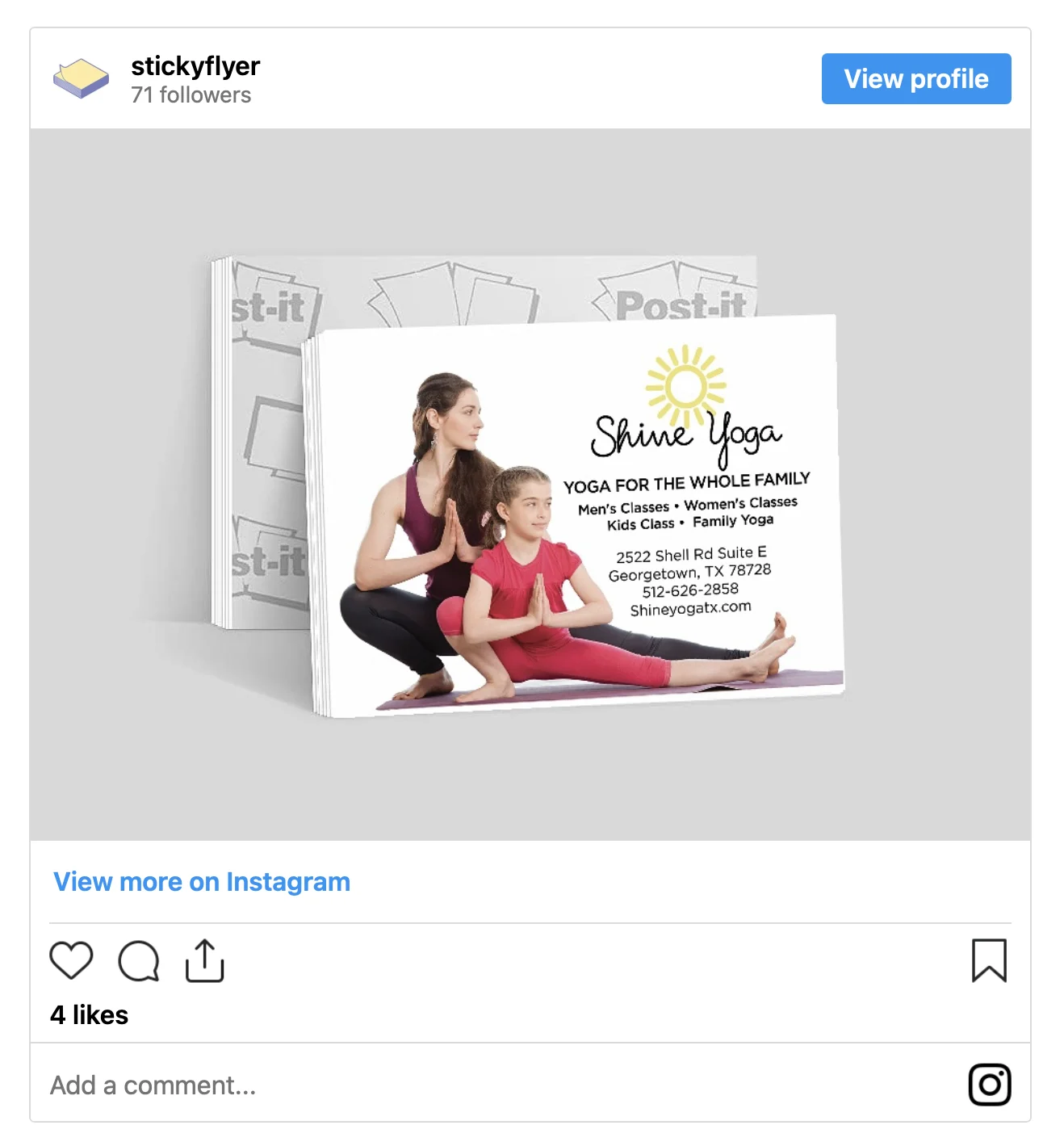 instagram yoga sticky flyer advertisement