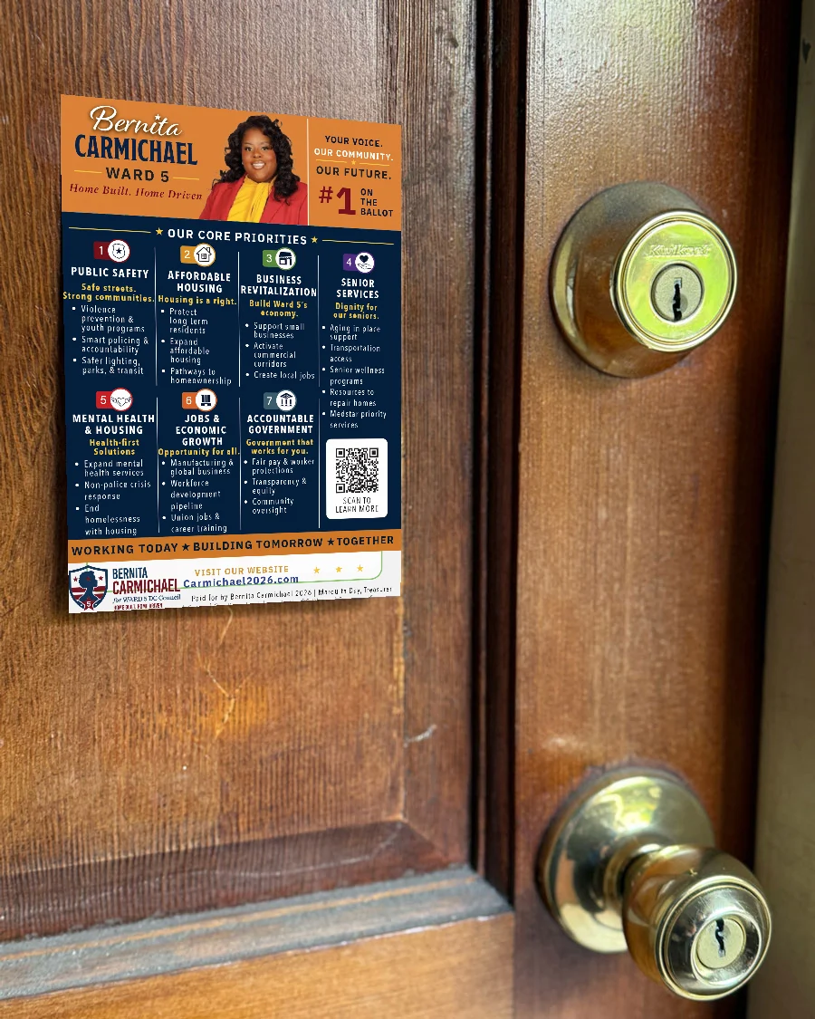 political sticky flyer on door